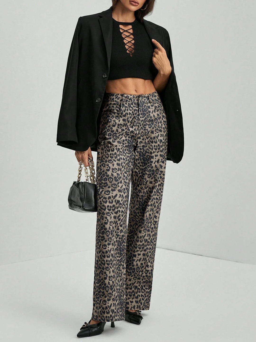 Bella leopard print trousers