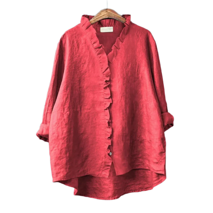 Margot Ruffled Button-Up Blouse