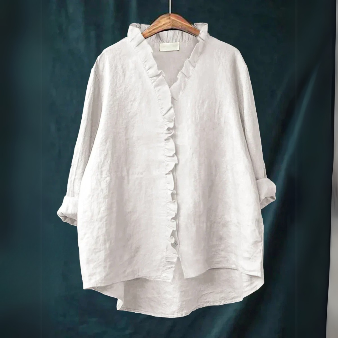 Margot Ruffled Button-Up Blouse
