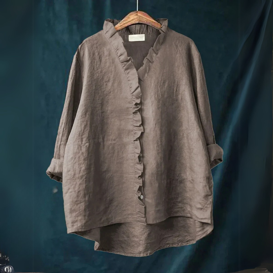 Margot Ruffled Button-Up Blouse
