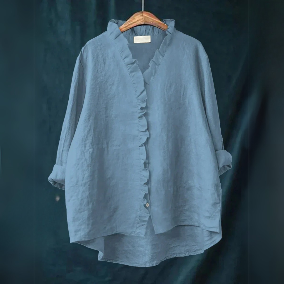 Margot Ruffled Button-Up Blouse