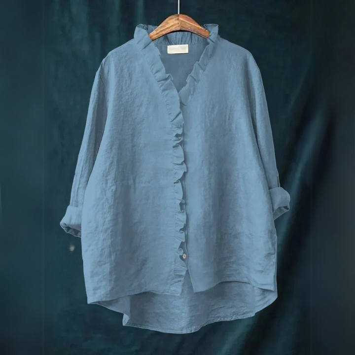 Margot Ruffled Button-Up Blouse