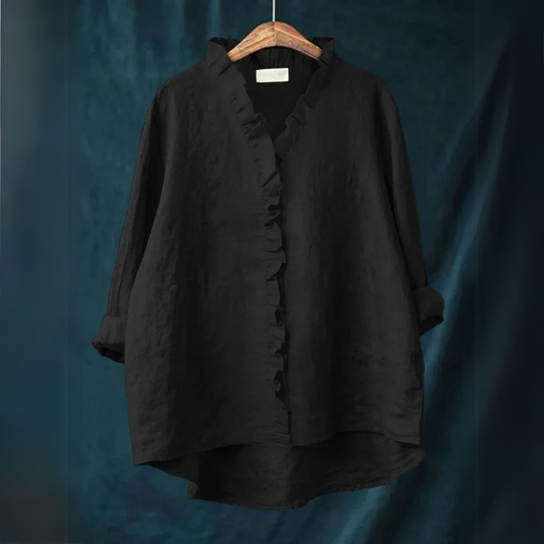 Margot Ruffled Button-Up Blouse