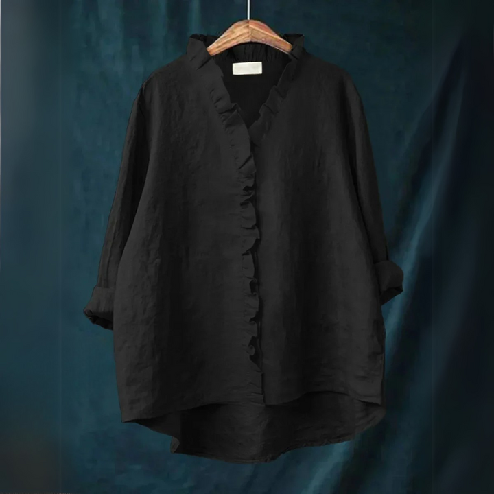 Margot Ruffled Button-Up Blouse