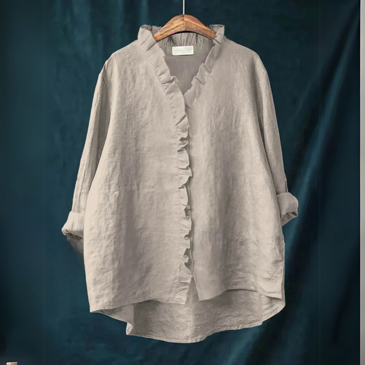 Margot Ruffled Button-Up Blouse