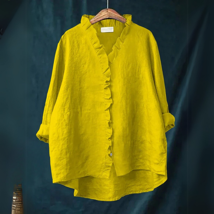 Margot Ruffled Button-Up Blouse