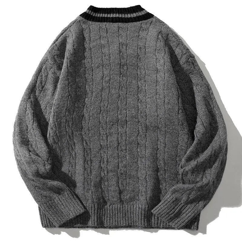 Knitted Oversized V Neck Sweater